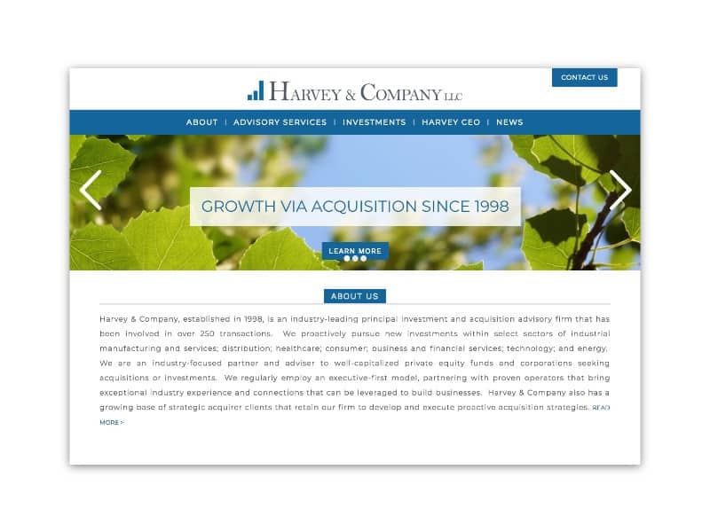 Harvey & Company Website Screenshot