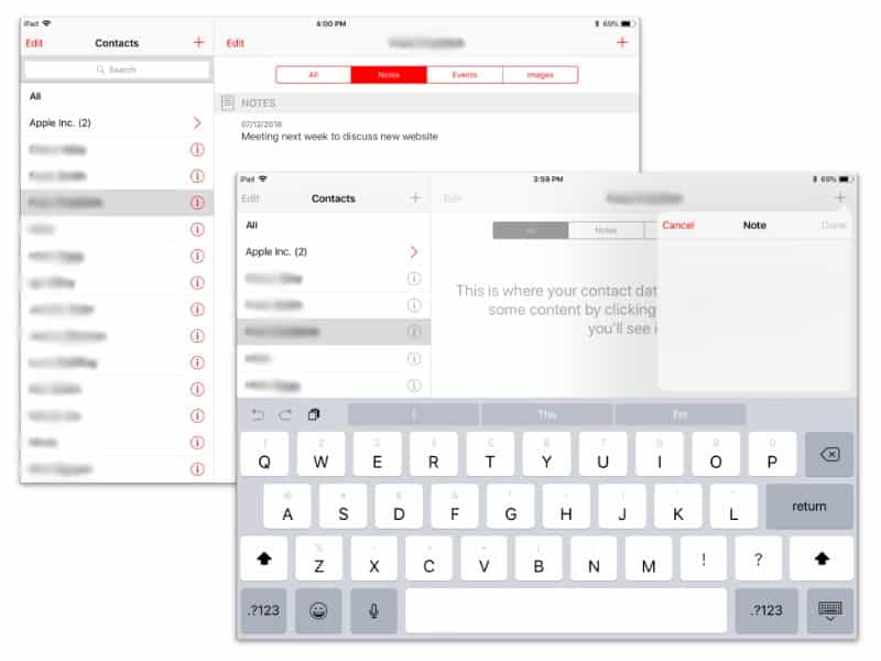 Images from the Organizer iPad App