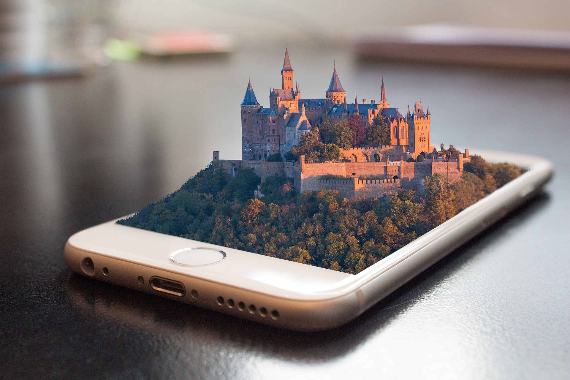 mobile phone with castle