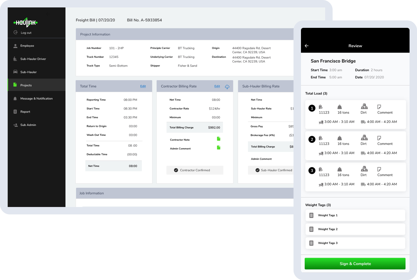 Construction Trucking & Hauling Software for Haulink