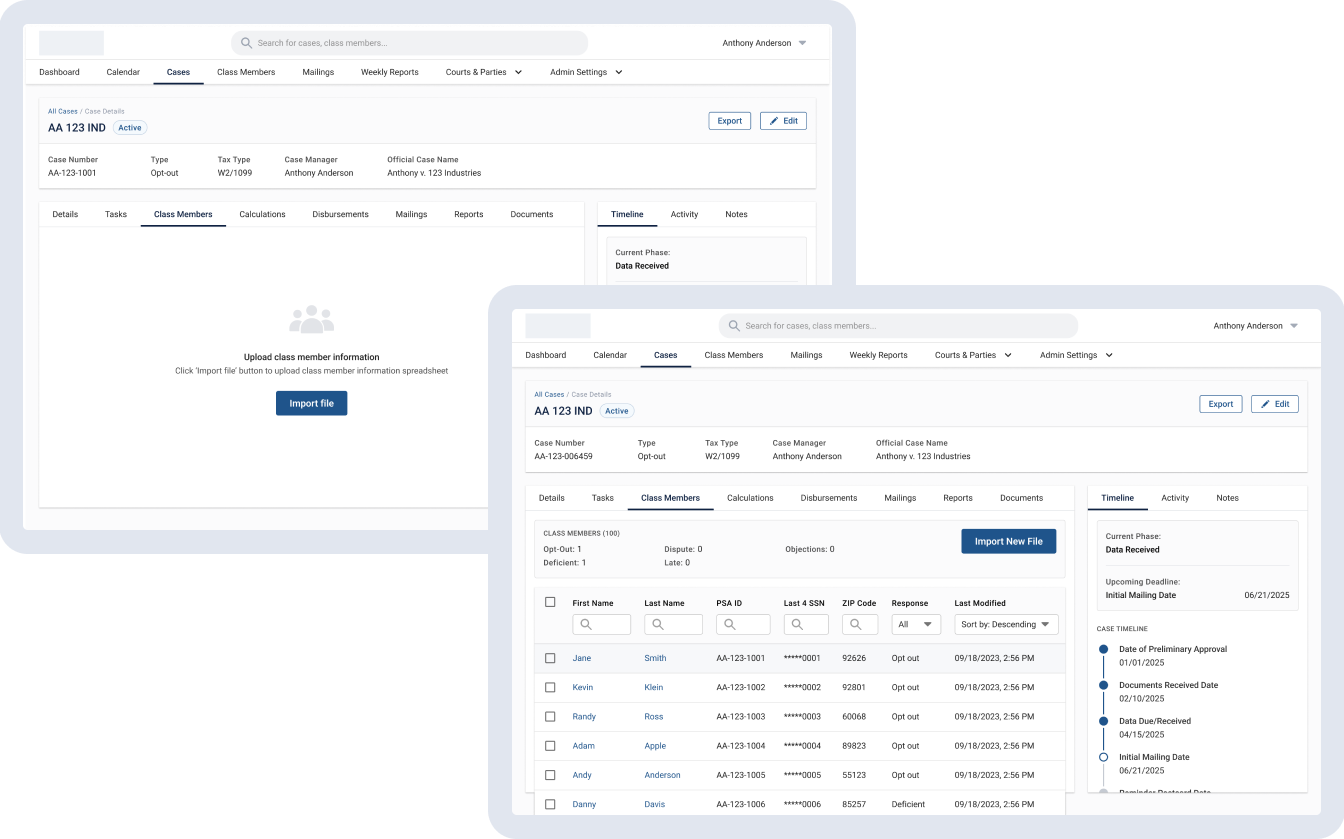 Custom Class Action Case Management Software