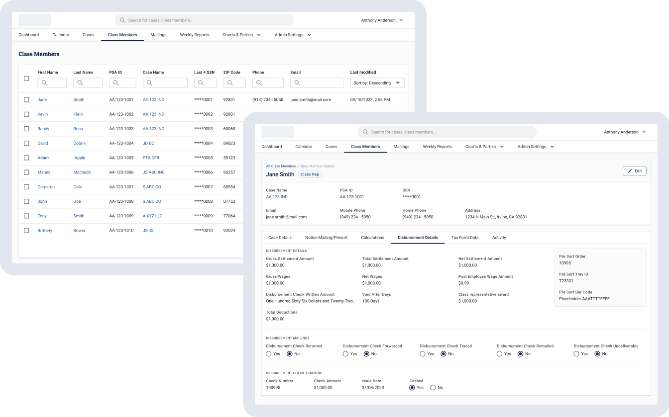 Custom Class Action Case Management Software