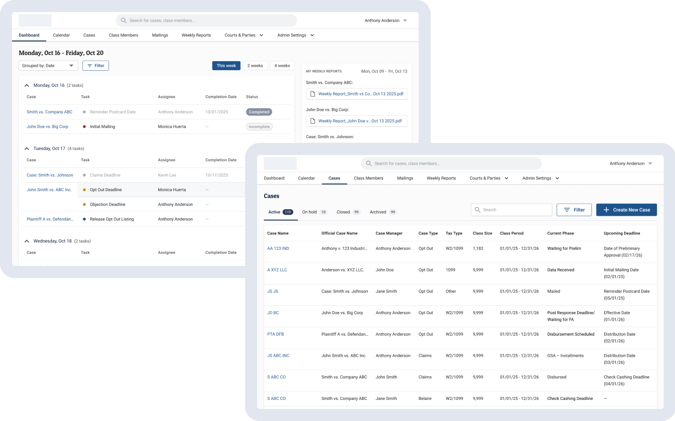 Custom Class Action Case Management Software