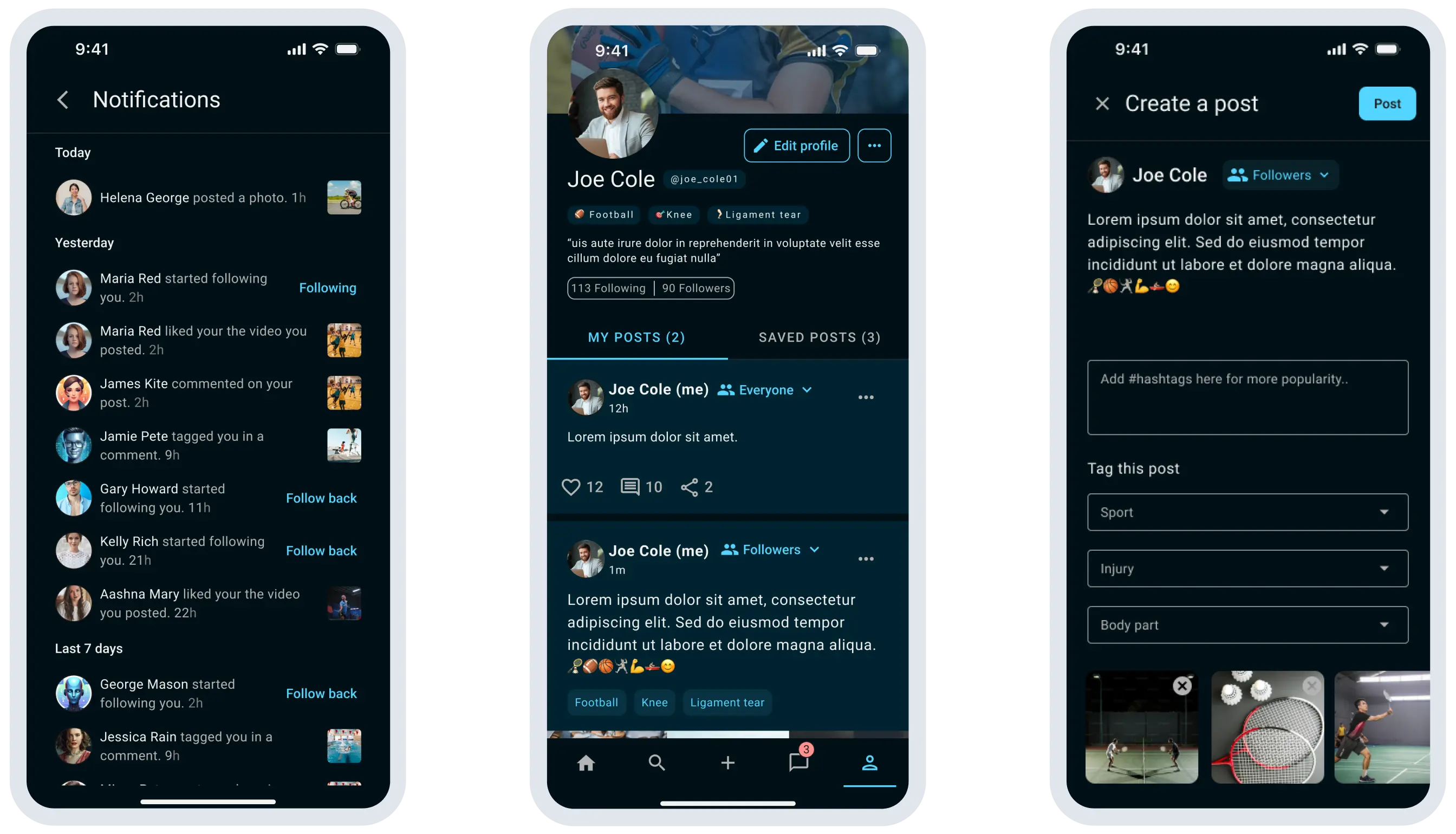Social Networking Mobile App for Injured Athletes